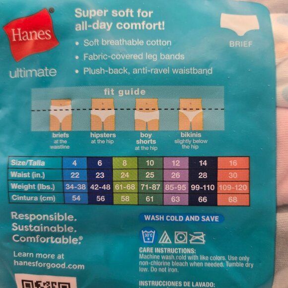 Hanes Ultimate Girls Tagless Briefs Style Super Soft Cotton Underwear 14 Pairs - Picture 5 of 6